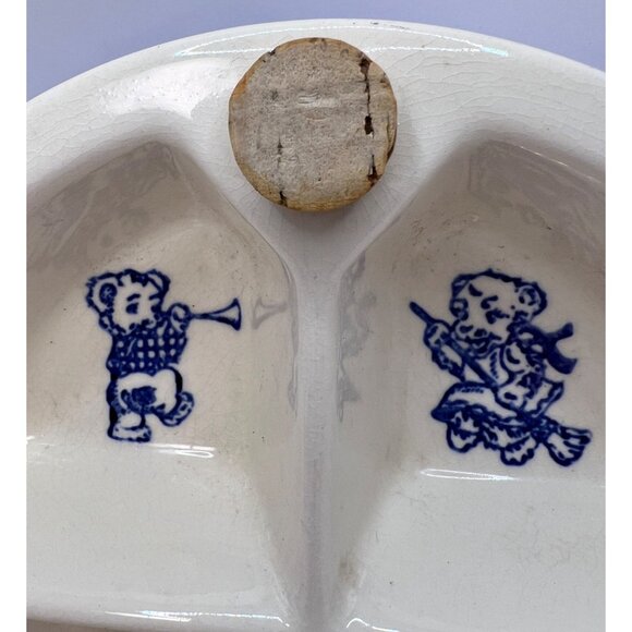 Vtg Excello Warming Hot Water Plate 3 Compartment, W/ Cork, Three Little Bears - Picture 5 of 9